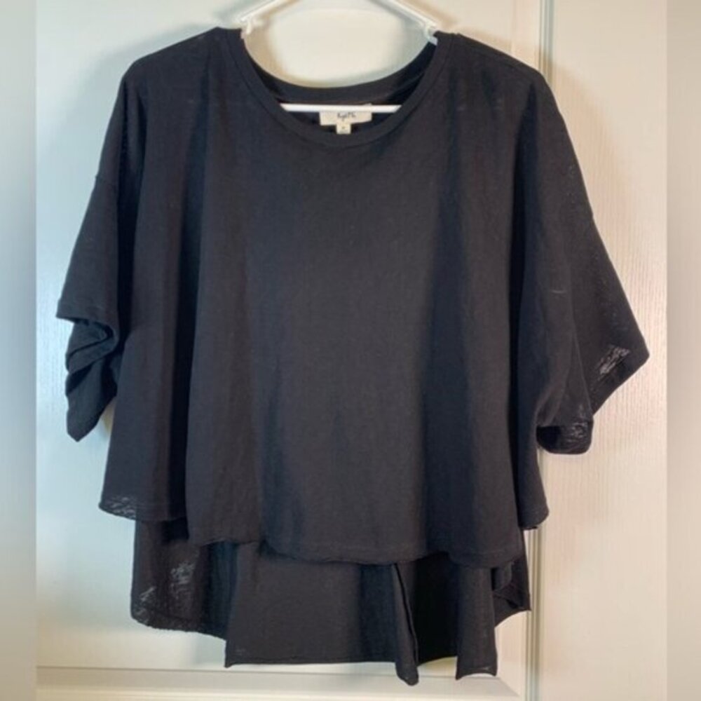 Kyemi Black Flowy Oversize High Low Blouse Size Med EUC #2790